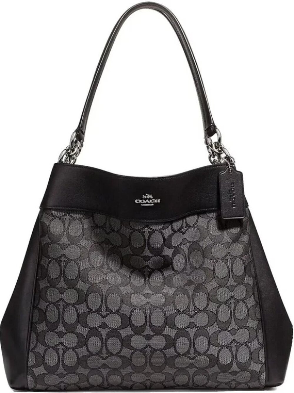 Euc Coach Black Lexy Signature Shoulder Bag Handbag Carryall